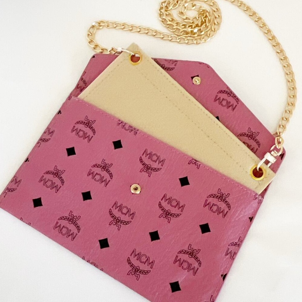 🚨LOW START! MCM Leather Envelope Clutch Pink Visetos - Picture 3 of 12